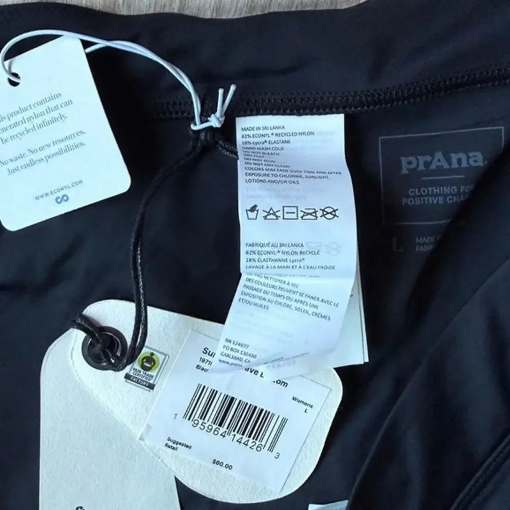 prana black summer wave swimsuit bikini bottoms women size large & x-large